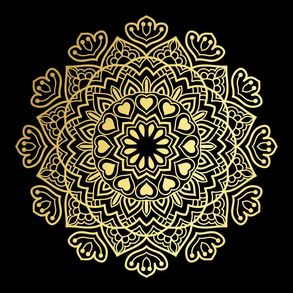 mandala cuore d'oro vettore