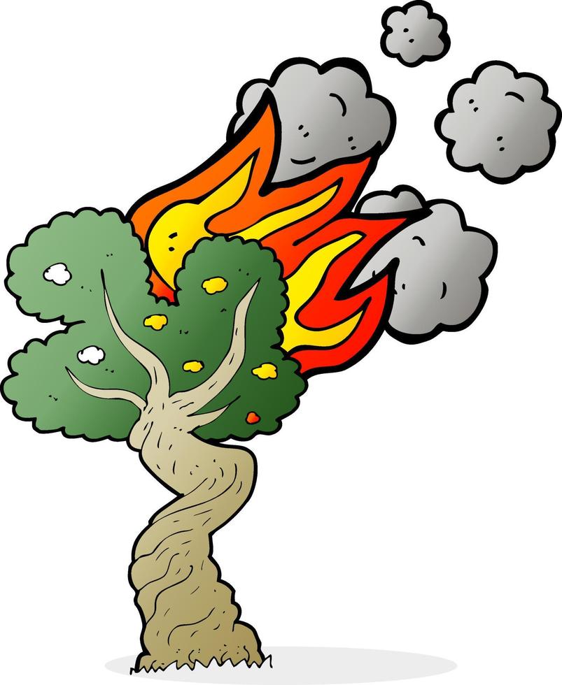 albero in fiamme dei cartoni animati vettore