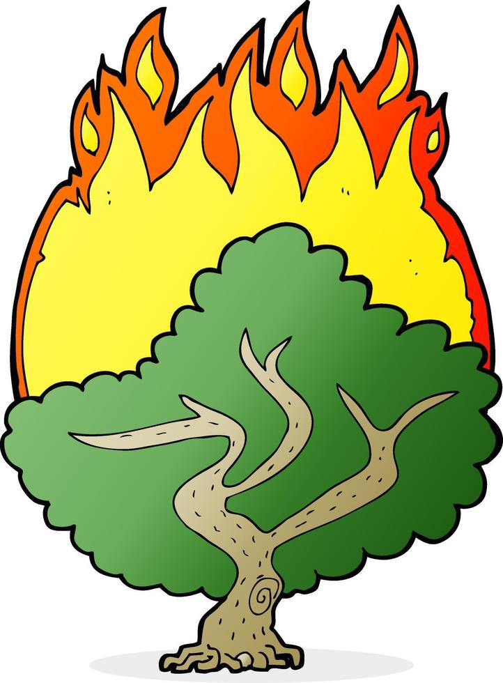 albero in fiamme dei cartoni animati vettore
