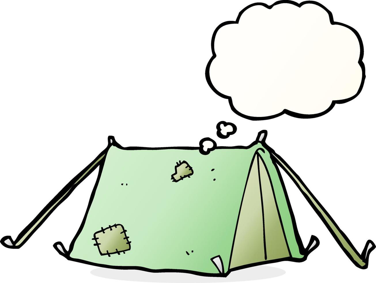 cartone animato tradizionale tenda con pensato bolla vettore
