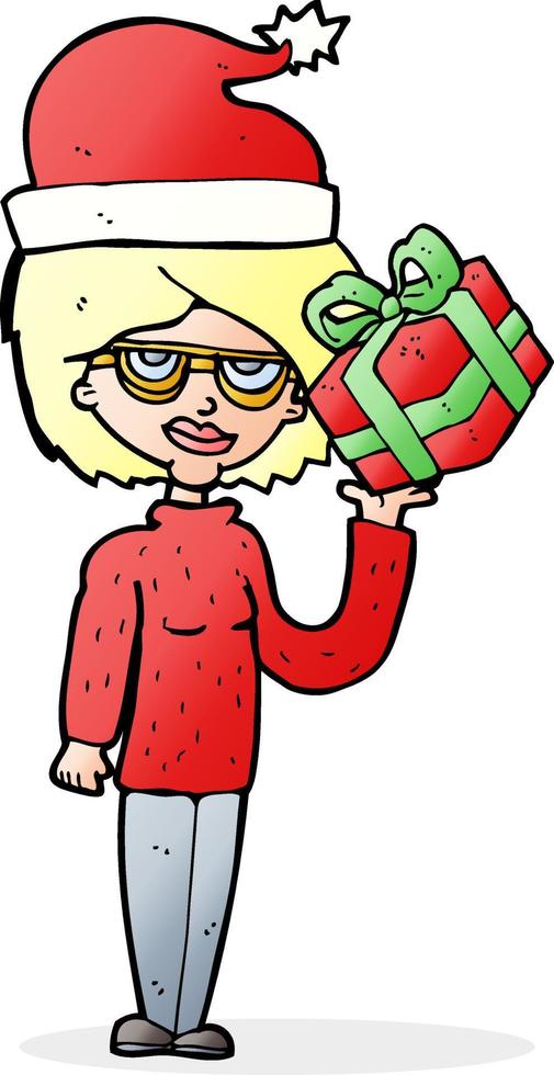 cartone animato donna ottenere pronto per Natale vettore