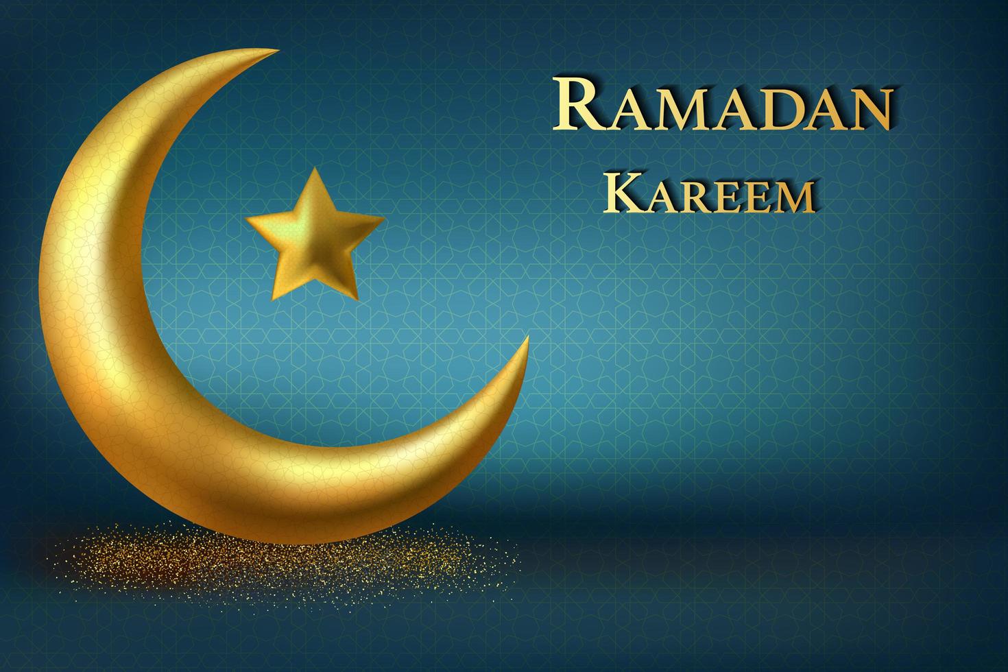 design Ramadan Kareem con lussuosa luna crescente dorata vettore