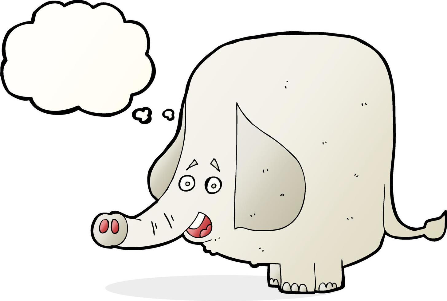 cartone animato contento elefante con pensato bolla vettore