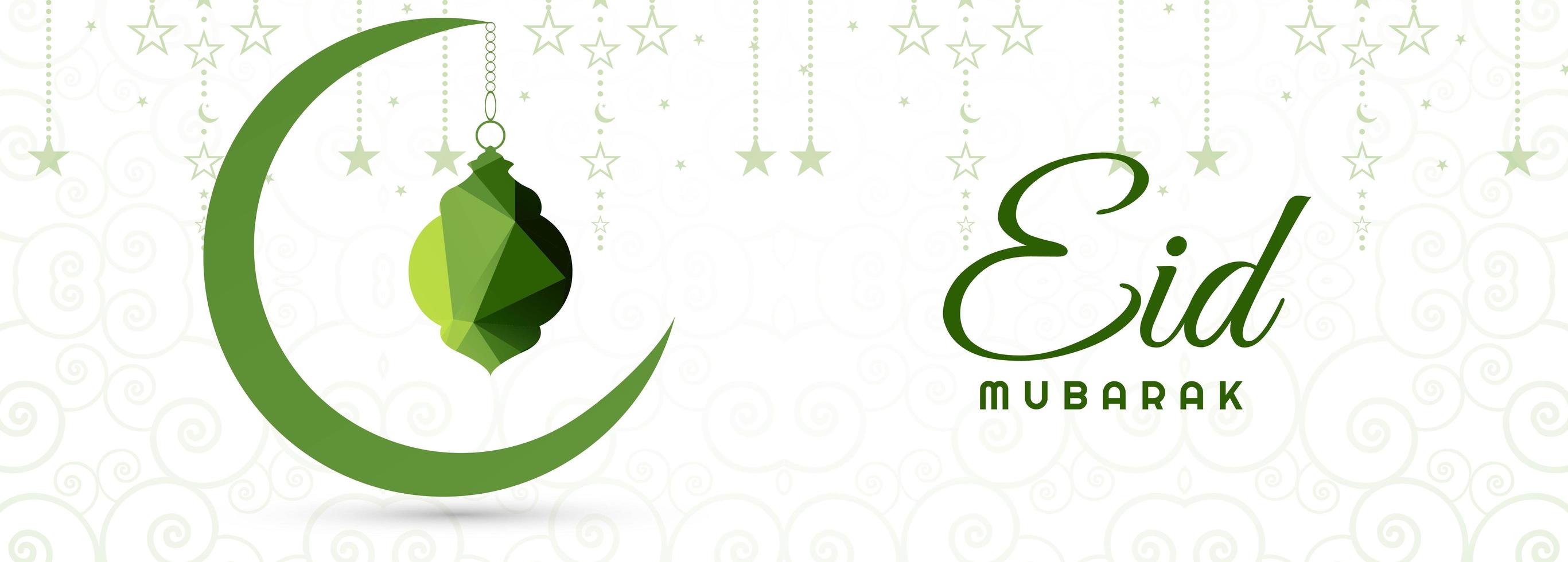 eid mubarak banner con luna verde vettore