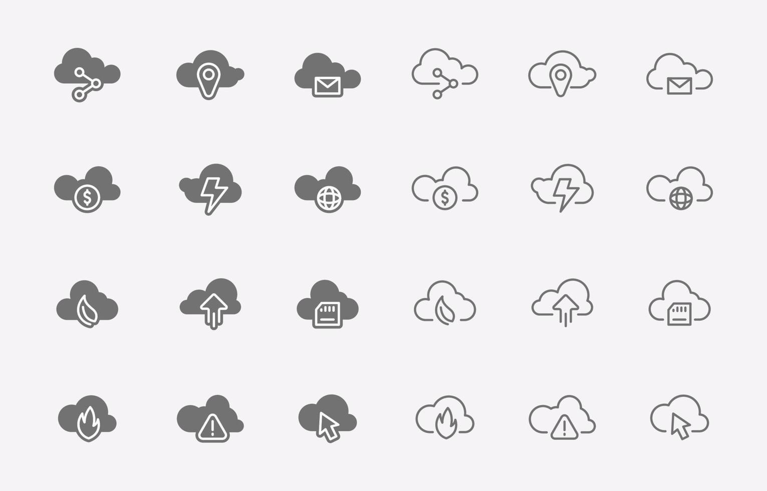 minimalista nube icona collezione vettore
