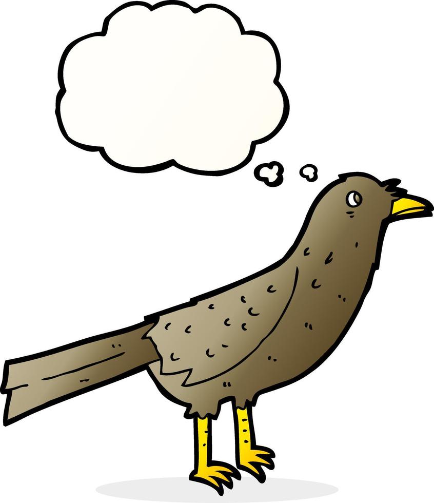 cartone animato uccello con pensato bolla vettore