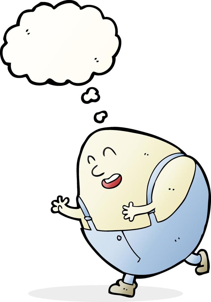 cartone animato gobba dumpty uovo personaggio con pensato bolla vettore