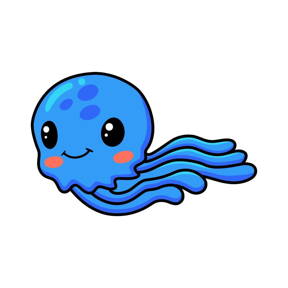 carino blu poco Medusa cartone animato vettore