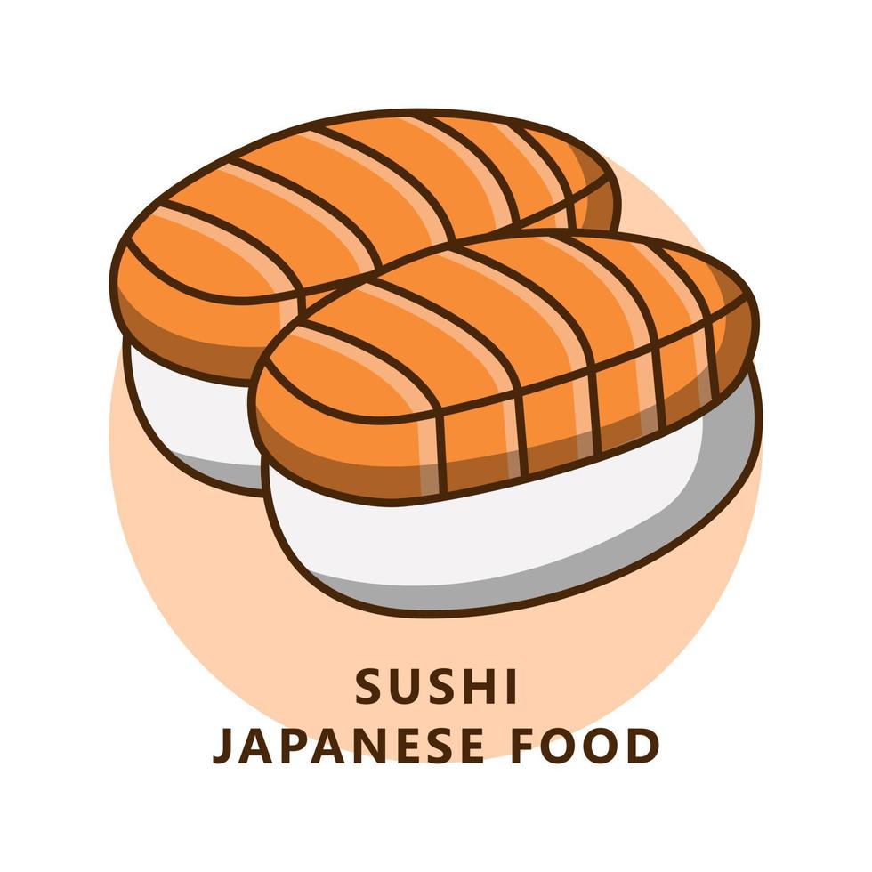 Sushi cibo illustrazione cartone animato. cibo e bevanda logo. giapponese cibo icona vettore