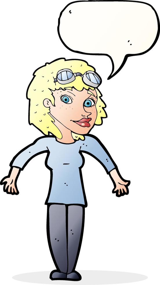 cartone animato donna indossare occhiali con discorso bolla vettore