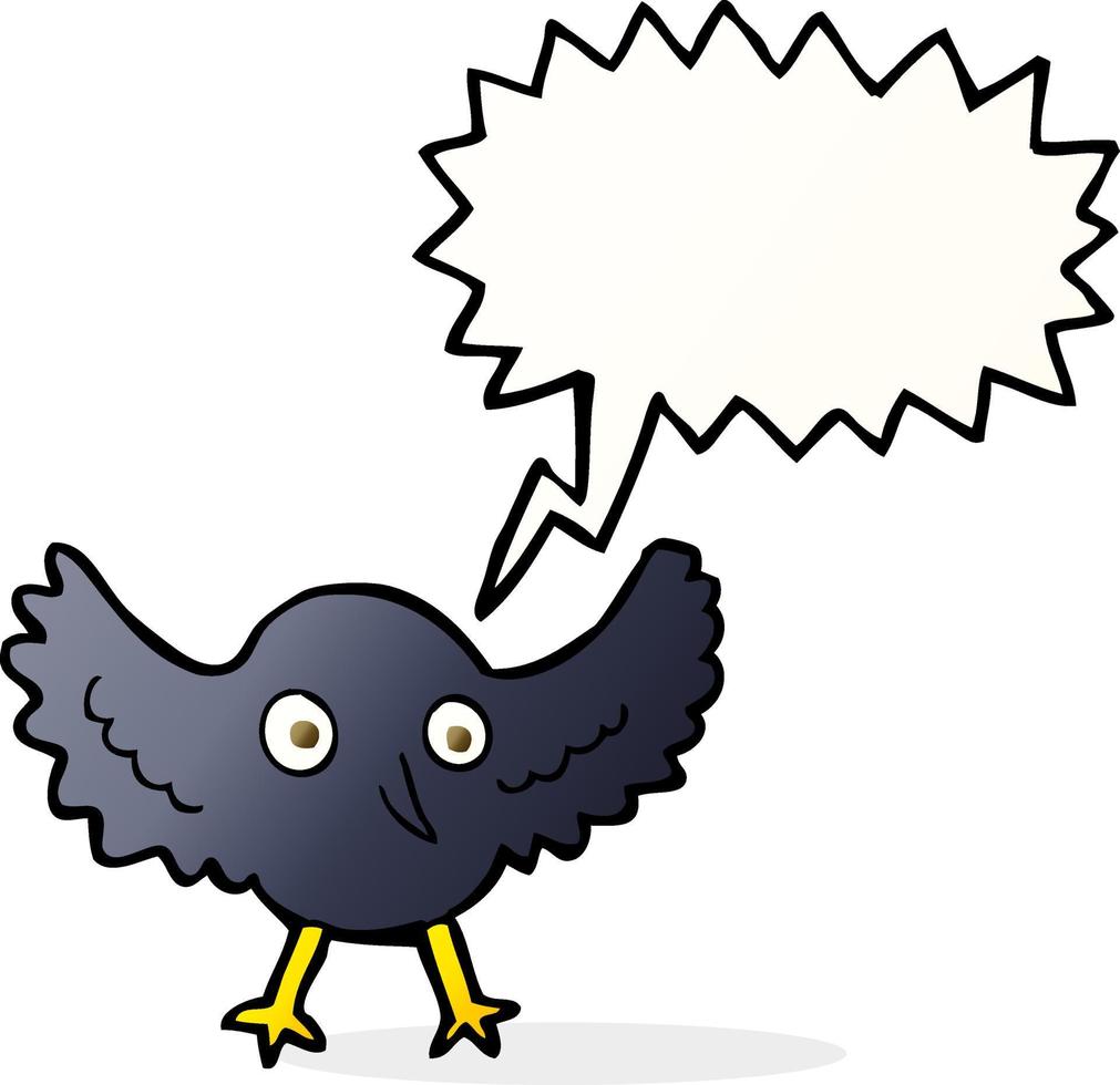 cartone animato corvo con discorso bolla vettore