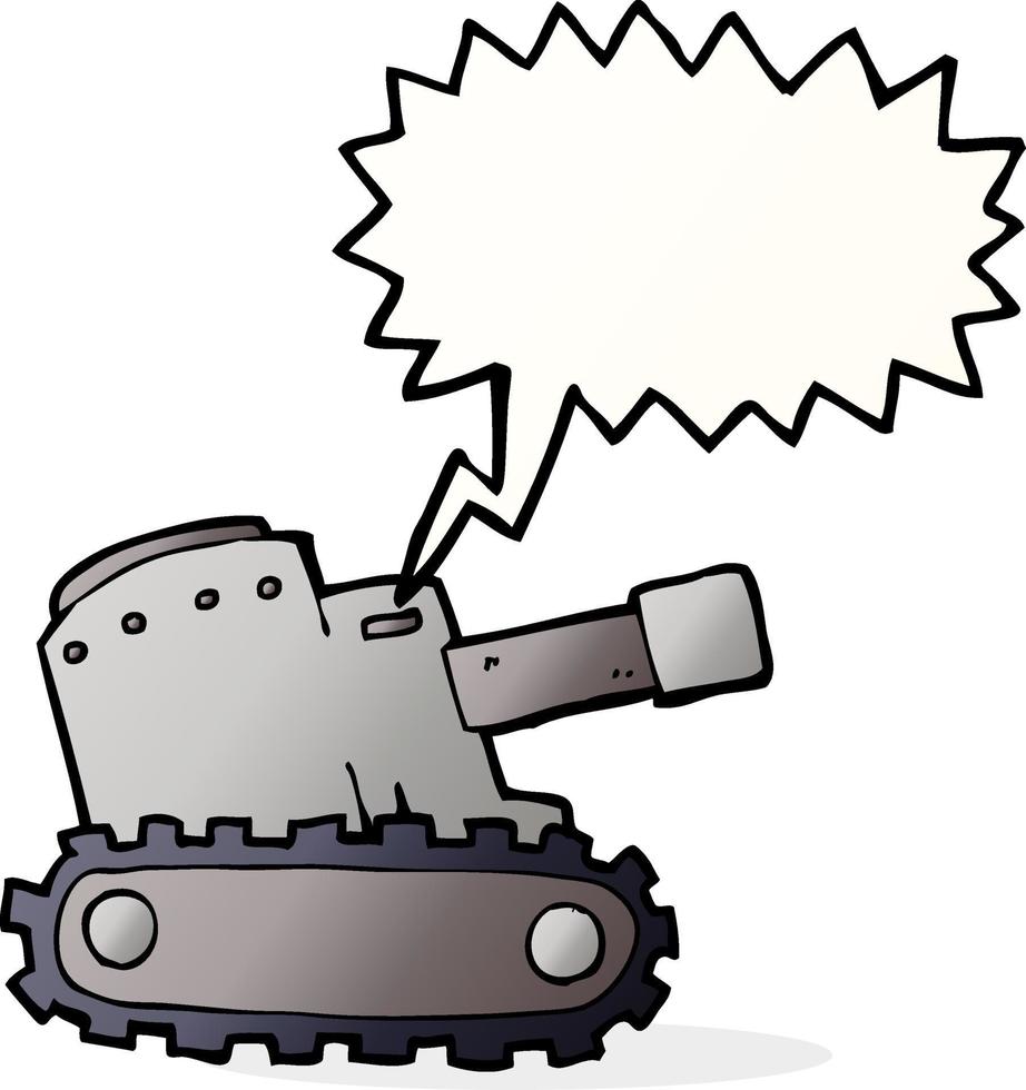 cartone animato esercito serbatoio con discorso bolla vettore