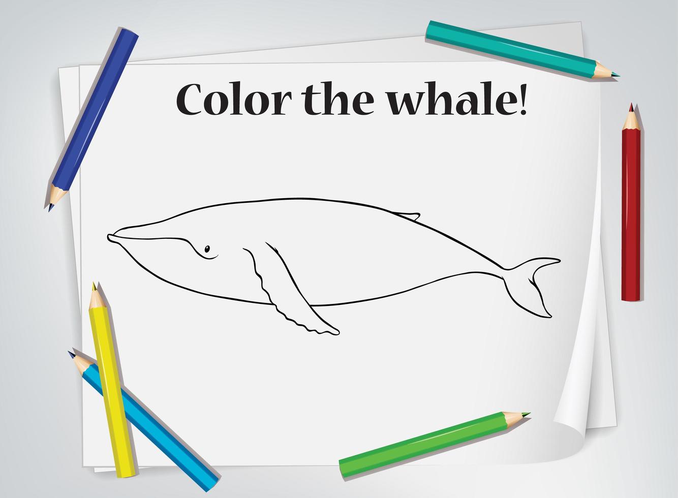 foglio da colorare per bambini per balene vettore