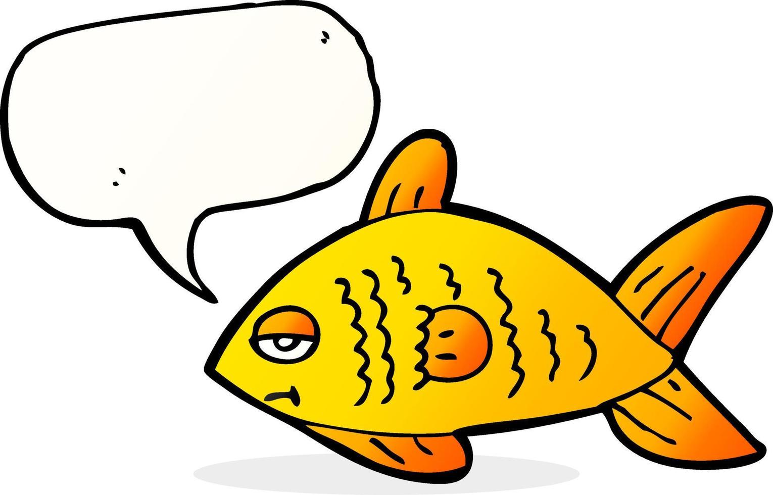 cartone animato divertente pesce con discorso bolla vettore