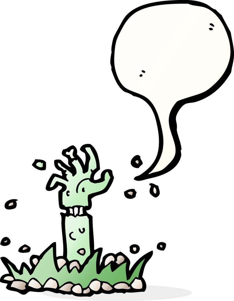 cartone animato zombie braccio con discorso bolla vettore