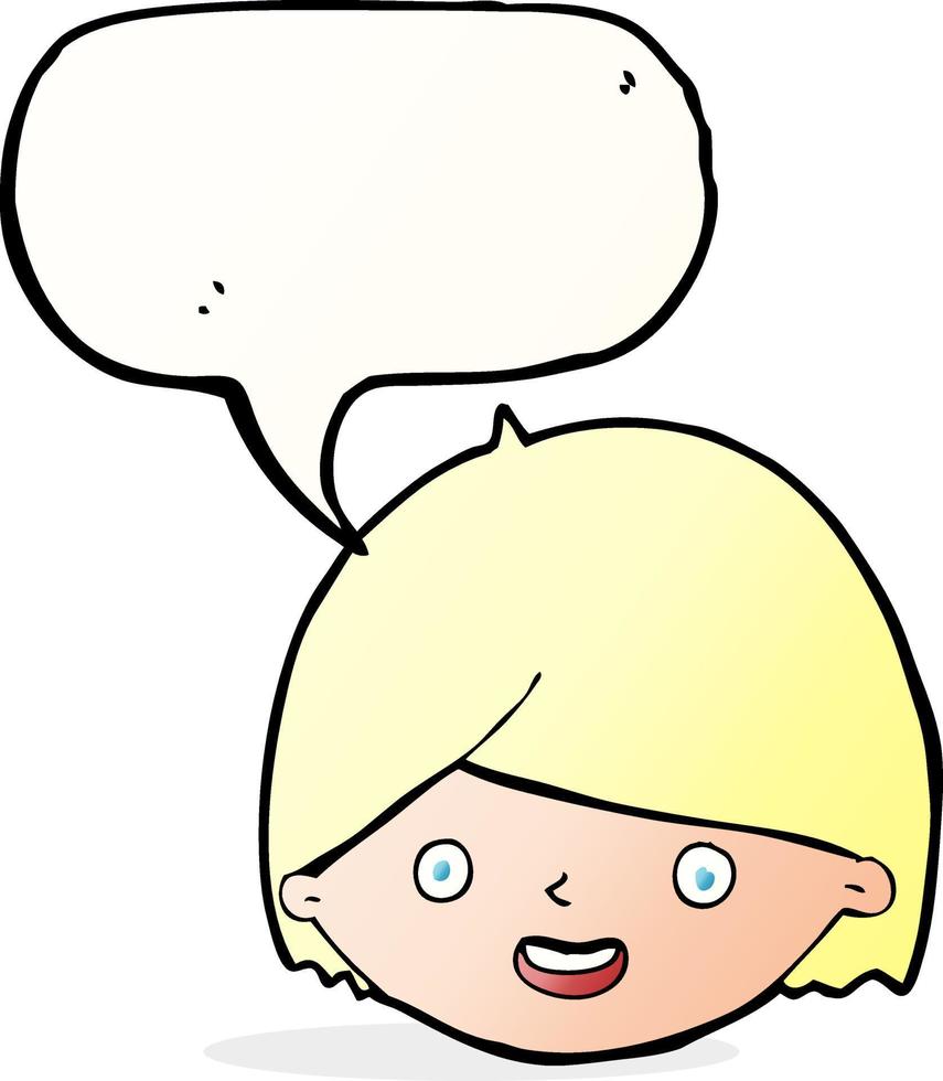 cartone animato contento viso con discorso bolla vettore