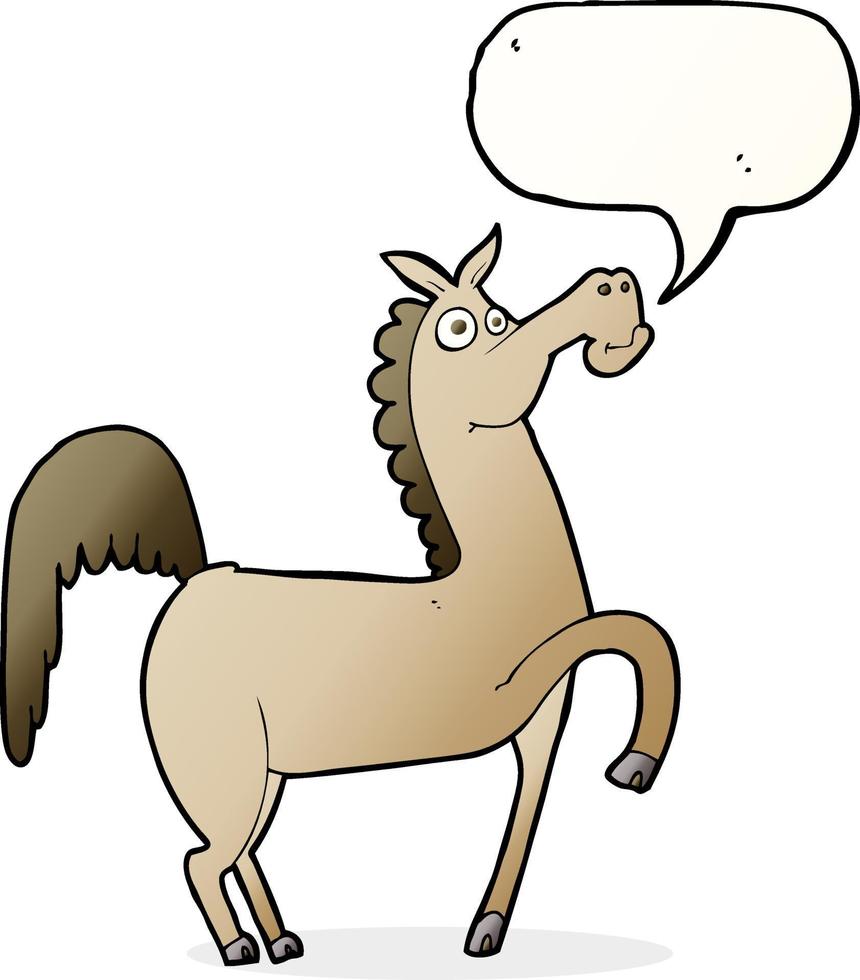 divertente cartone animato cavallo con discorso bolla vettore
