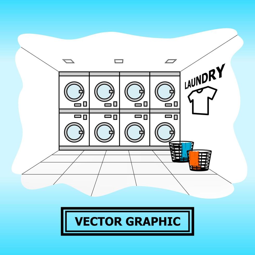 lavanderia negozio servizio franchising attività commerciale vettore illustrazione grafico, interno no persone