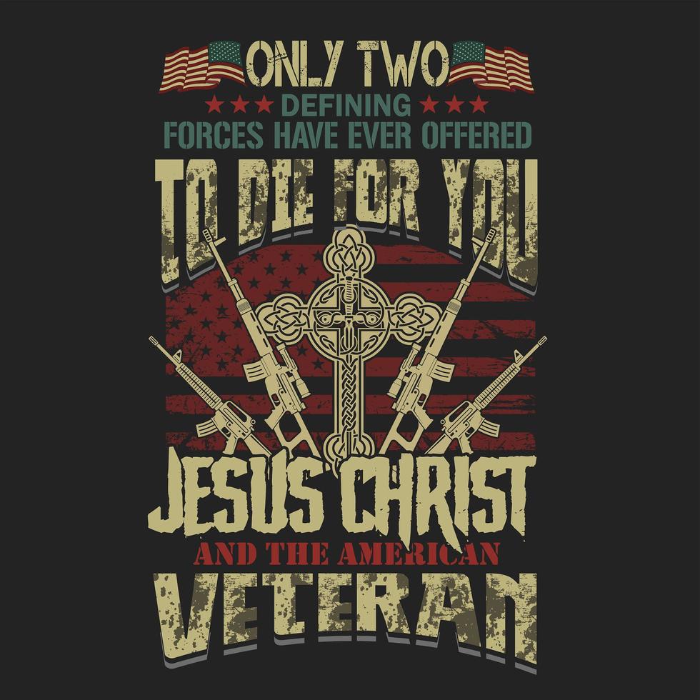 emblema di Gesù Cristo veterano americano per i disegni di t-shirt vettore