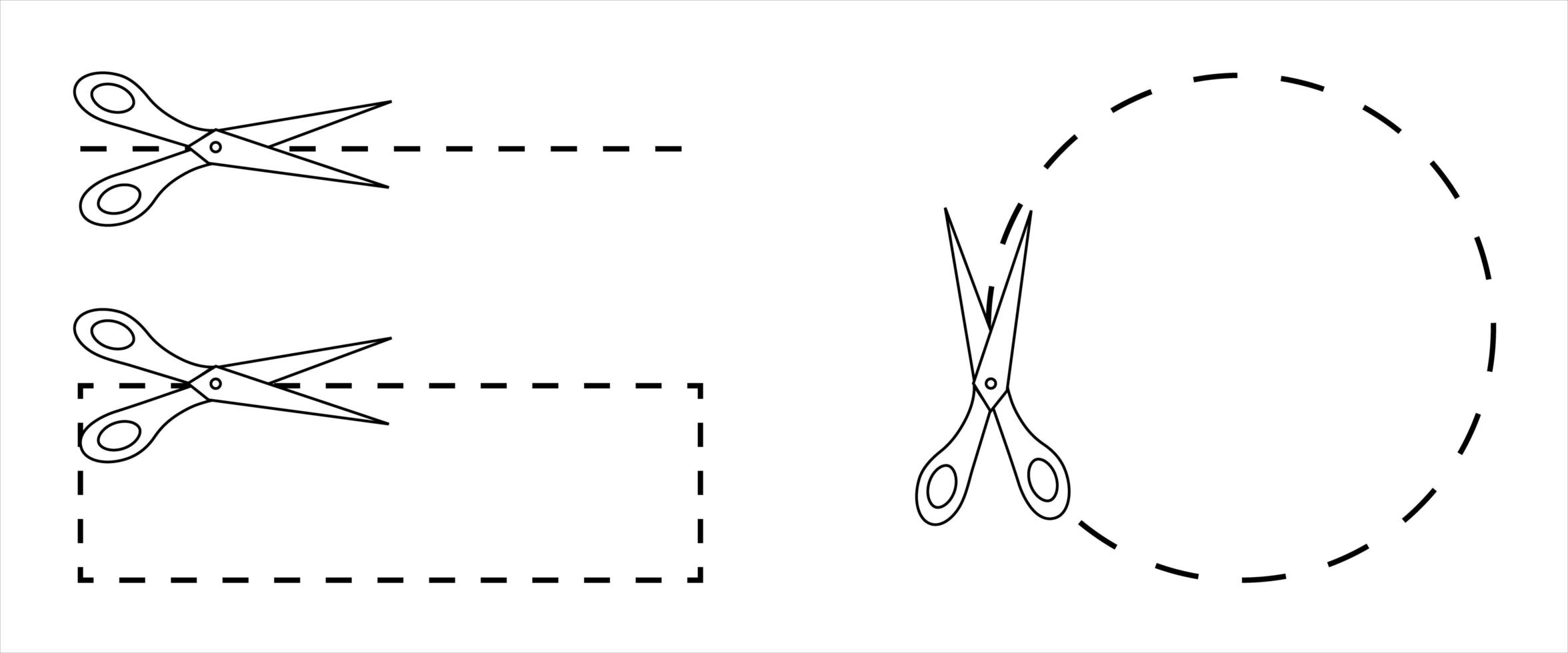 tagliare lungo il set di linee tratteggiate vettore