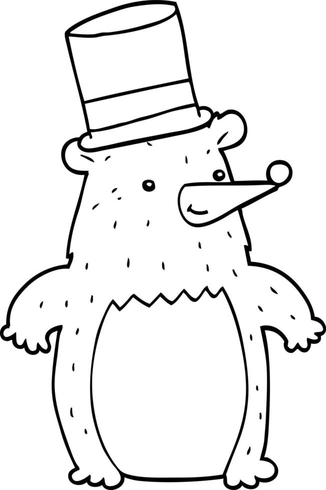 cartone animato orso nel superiore cappello vettore
