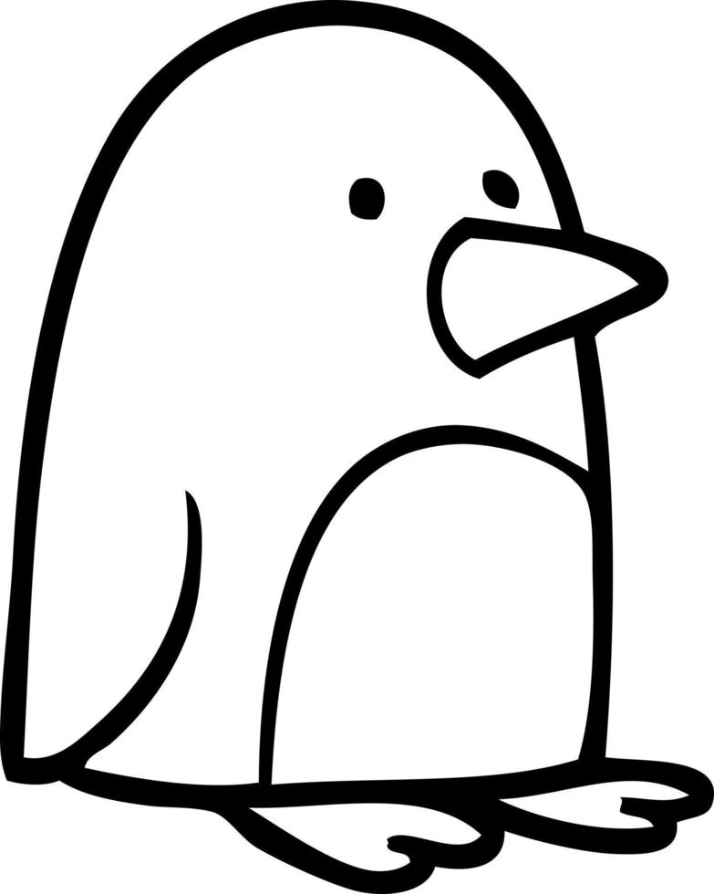 linea disegno cartone animato piccolo pinguino vettore