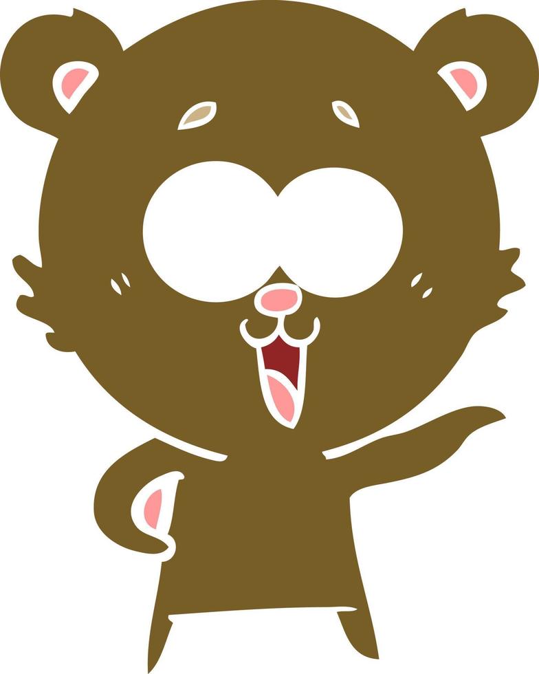 ridendo orsacchiotto orso piatto colore stile cartone animato vettore