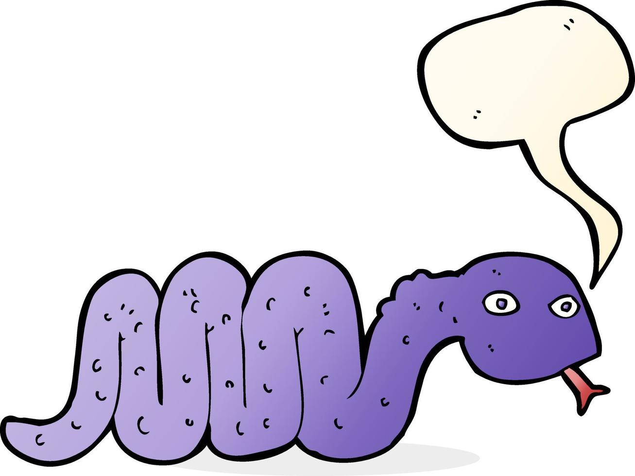 divertente cartone animato serpente con discorso bolla vettore