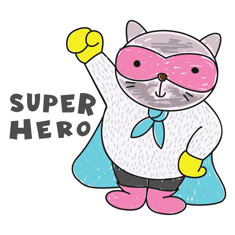 supereroe gatto disegnato a mano vettore