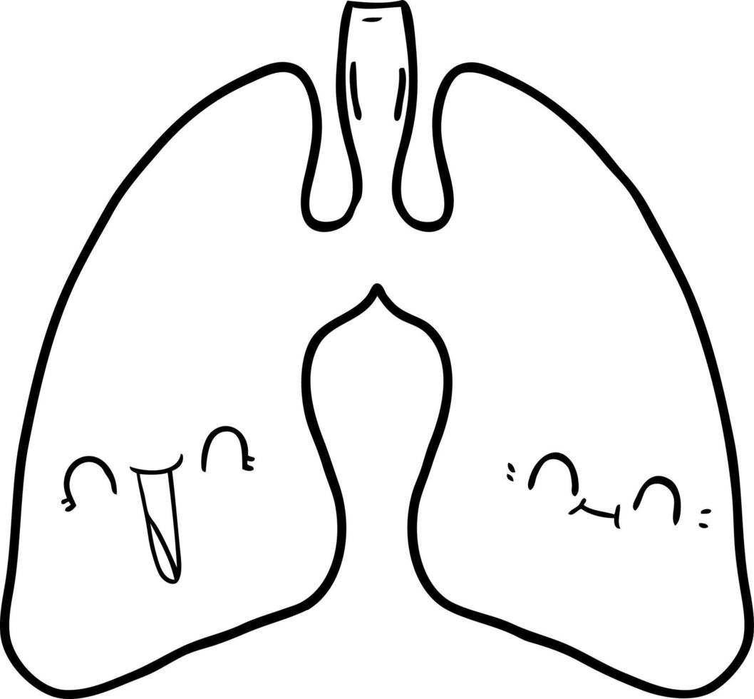 cartone animato linea disegno polmoni vettore