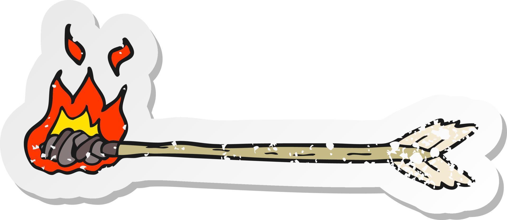 retrò afflitto etichetta di un' cartone animato fiammeggiante freccia vettore