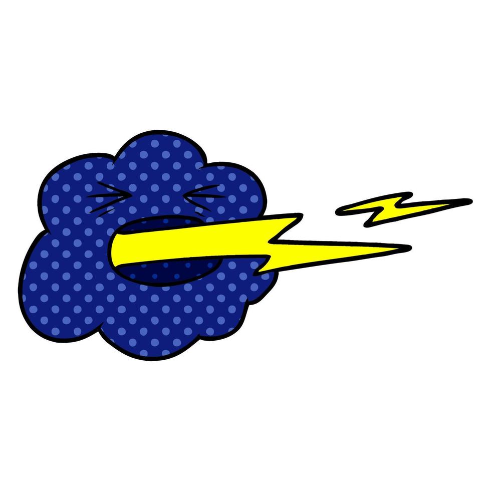 cartone animato nuvola temporalesca sputare fulmine vettore