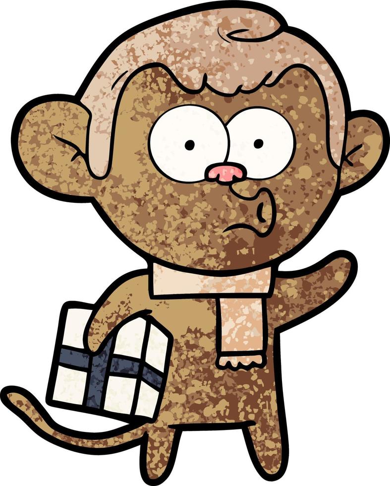 cartone animato Natale scimmia vettore