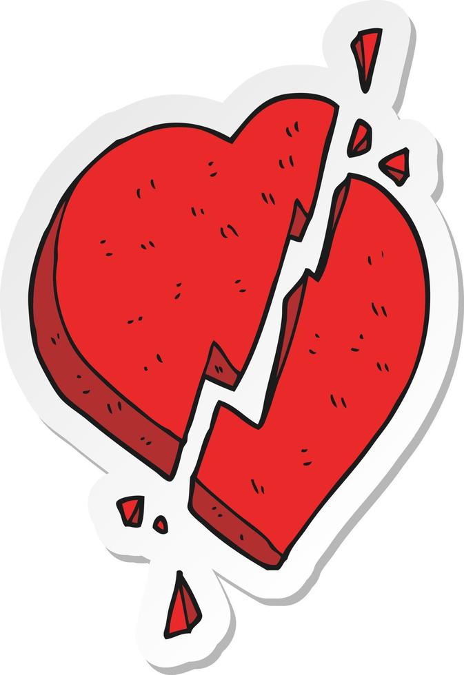 etichetta di un' cartone animato rotto cuore simbolo vettore