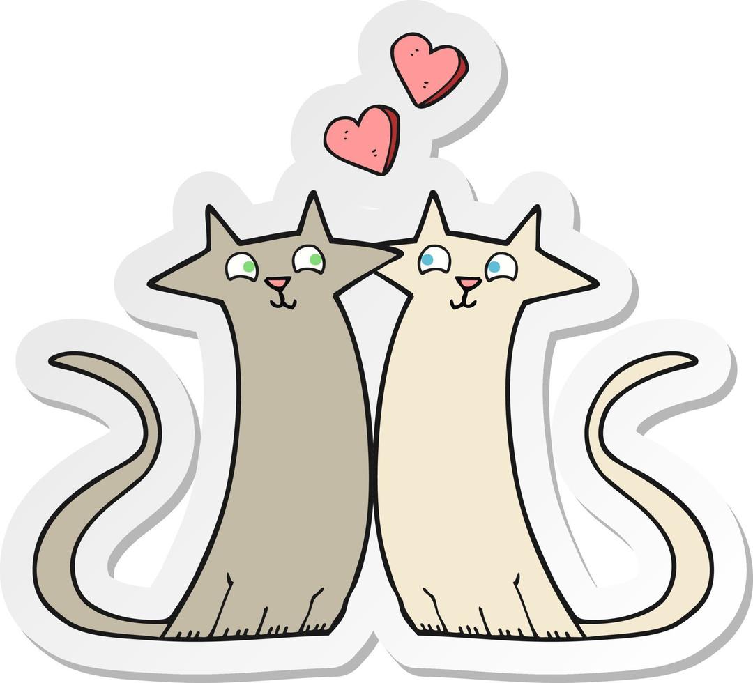 etichetta di un' cartone animato gatti nel amore vettore