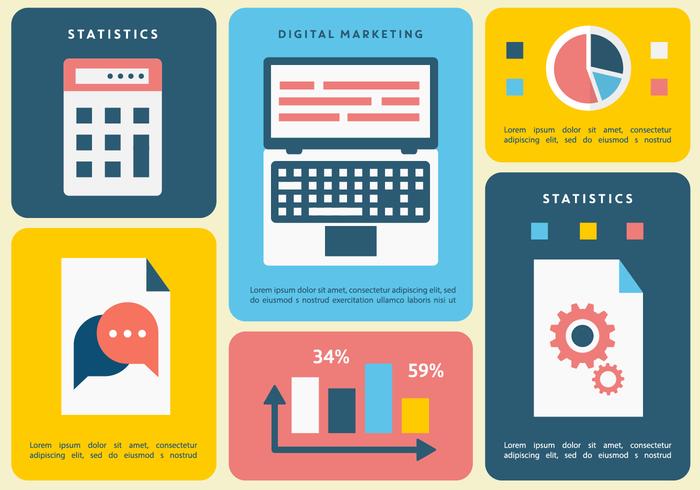 Illustrazione di vettore di marketing piatto digitale gratuito