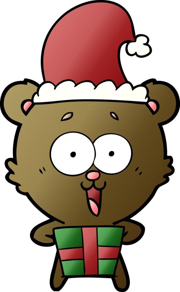 ridendo Natale orsacchiotto orso cartone animato vettore