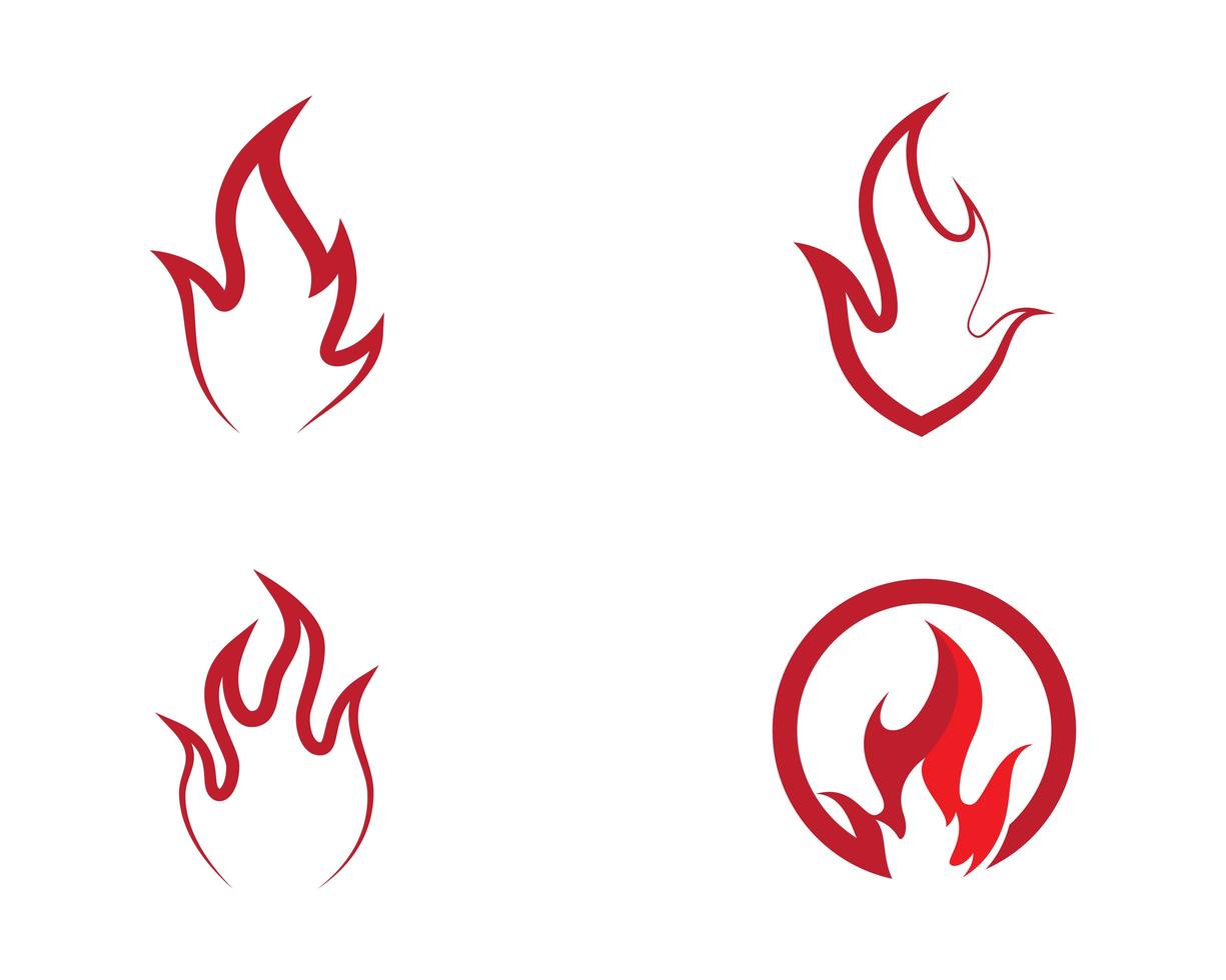 insieme dell'icona di simbolo del fuoco vettore