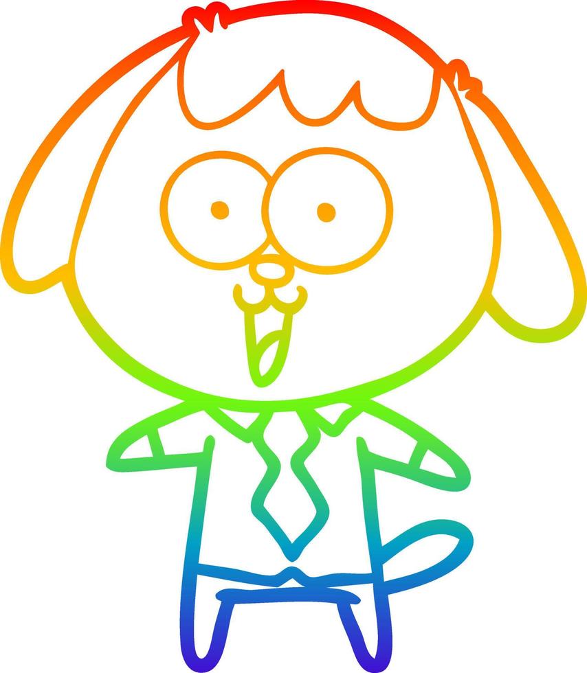 arcobaleno gradiente di disegno cane simpatico cartone animato vettore