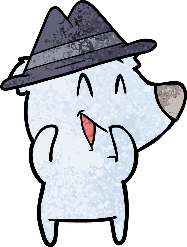 ridendo orso cartone animato indossare cappello vettore
