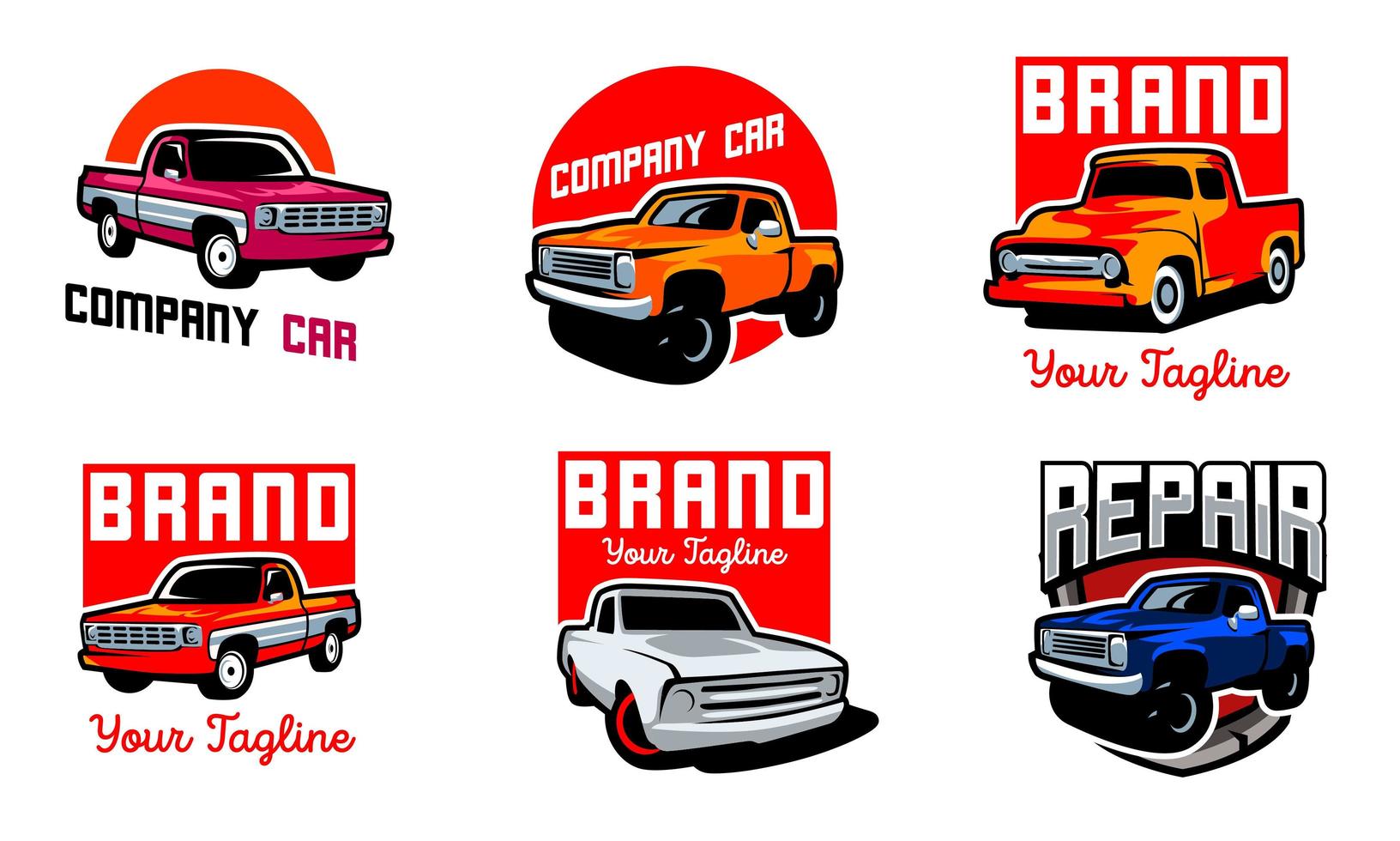 set di emblemi di camion classici vettore