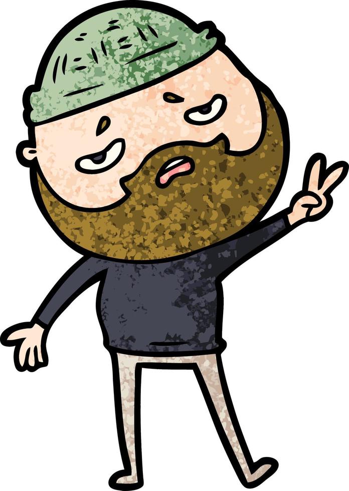 cartone animato preoccupato uomo con barba vettore