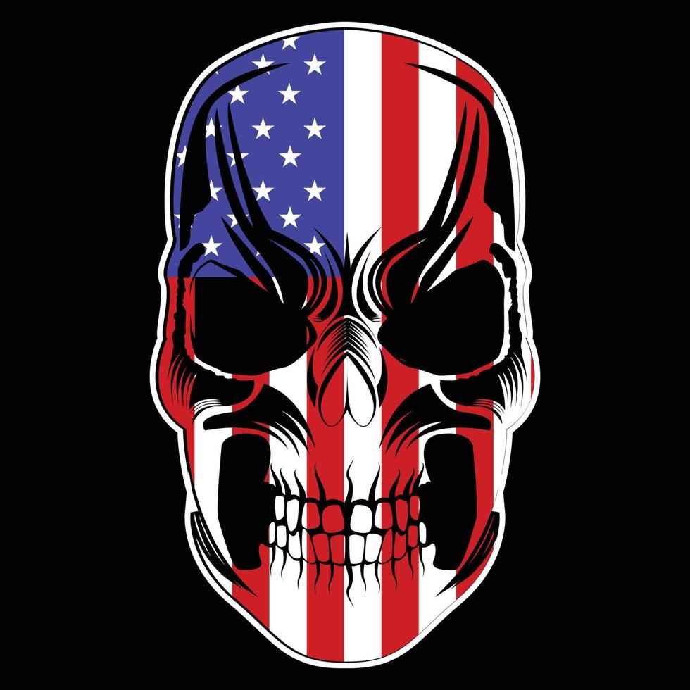 americano bandiera con cranio vettore
