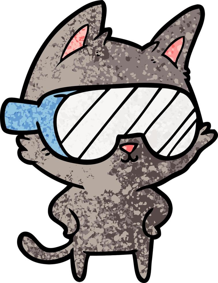 cartone animato gatto con occhiali al di sopra di occhi vettore