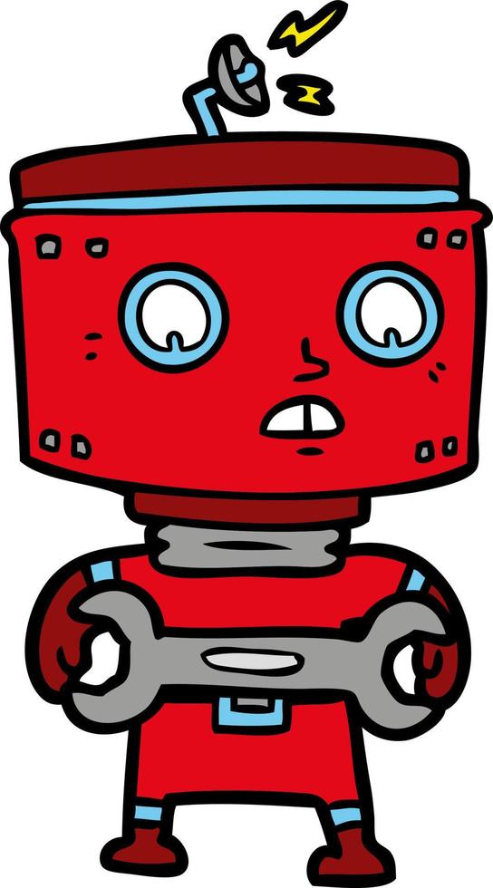 cartone animato robot con chiave vettore