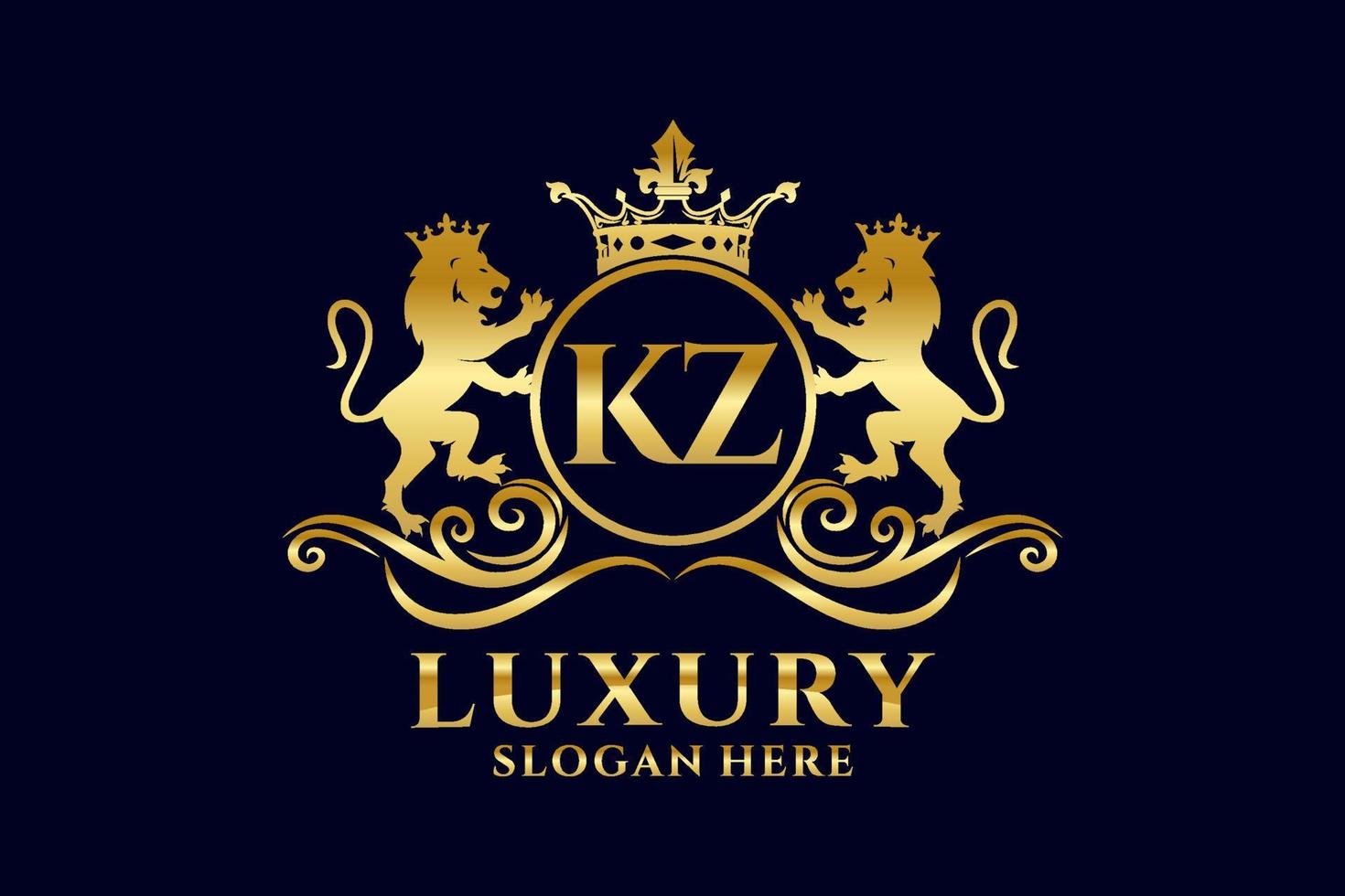 iniziale kz lettera Leone reale lusso logo modello nel vettore arte per lussuoso il branding progetti e altro vettore illustrazione.