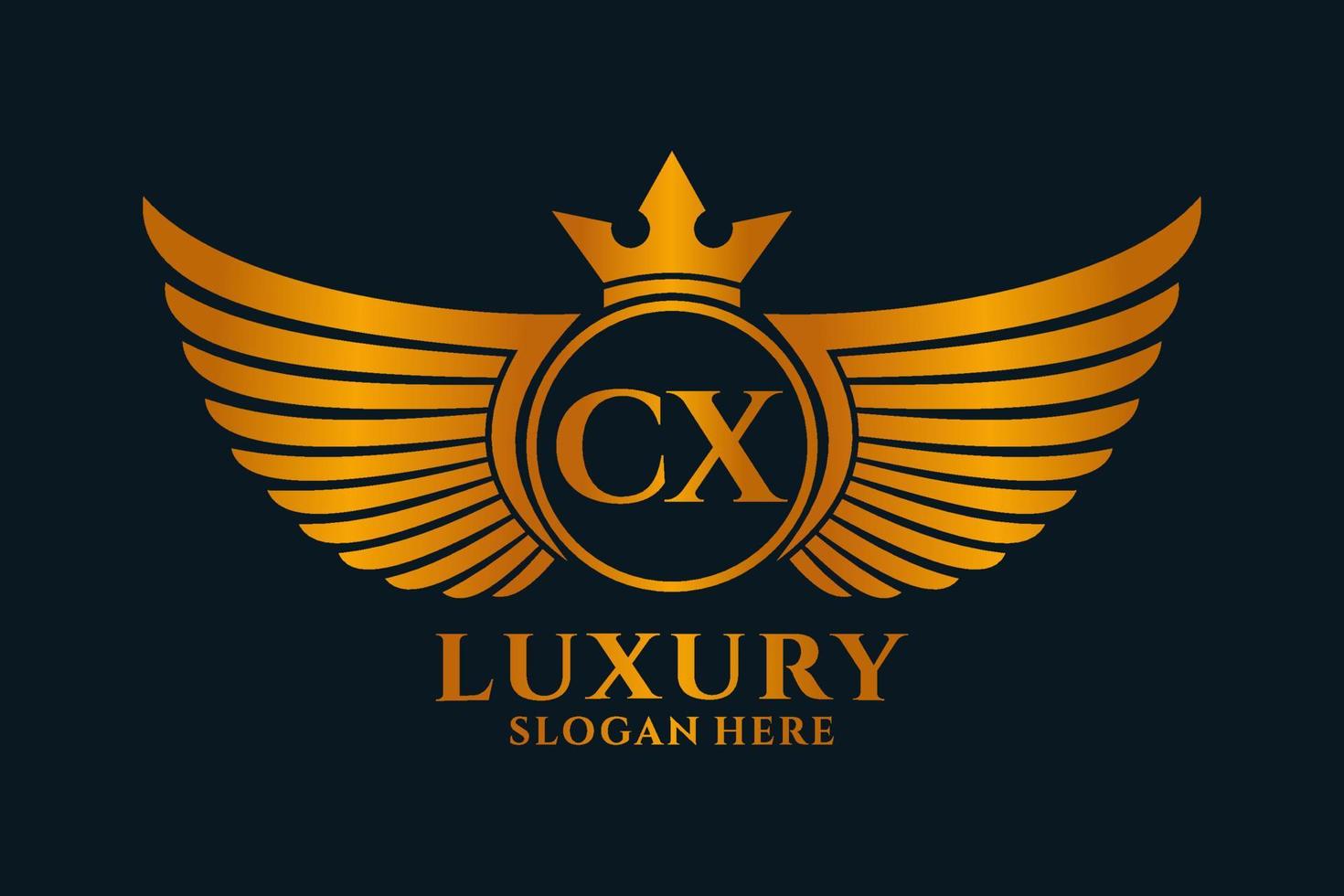 lusso reale ala lettera cx cresta oro colore logo vettore, vittoria logo, cresta logo, ala logo, vettore logo modello.
