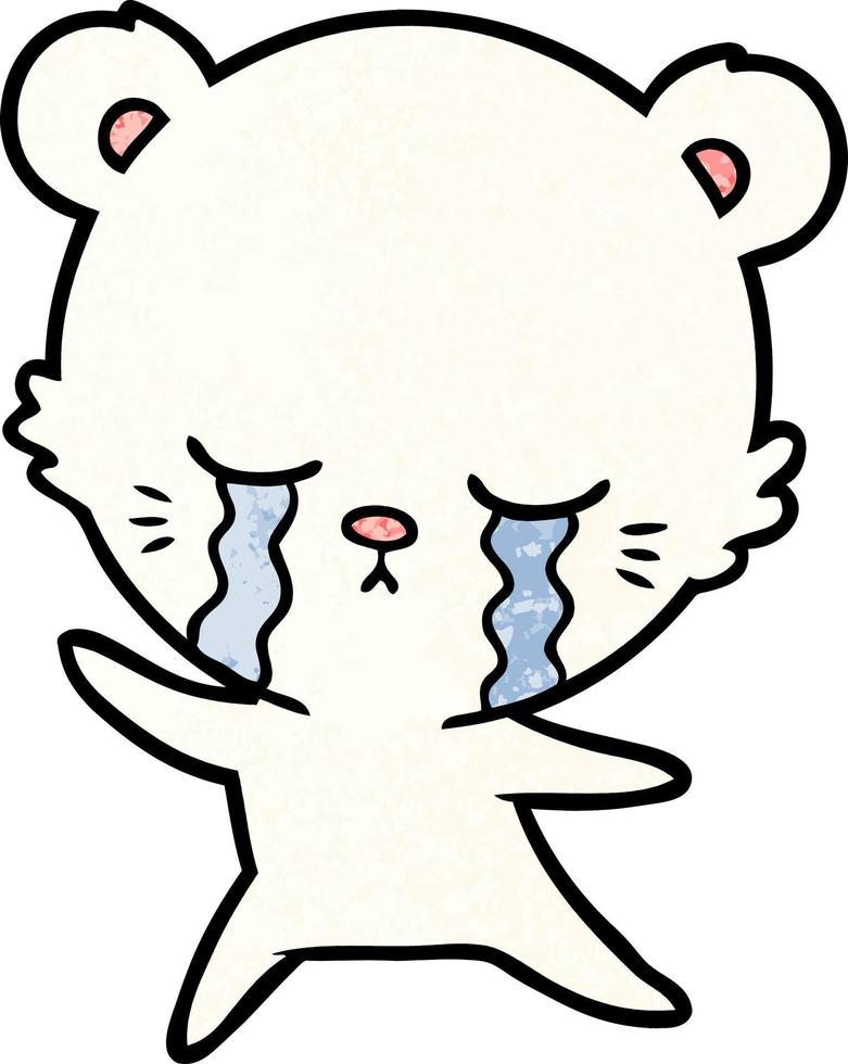 triste poco polare orso cartone animato vettore