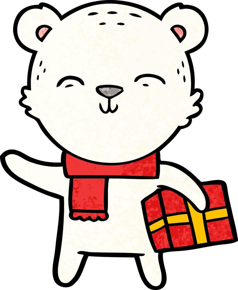 polare orso con Natale presente cartone animato vettore