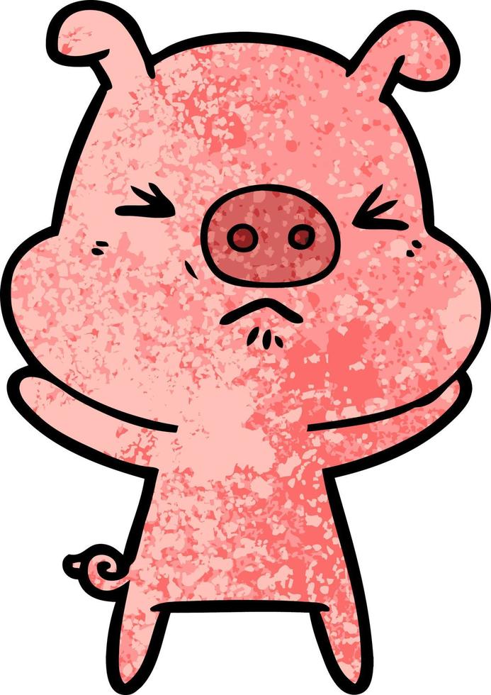 cartone animato arrabbiato maiale vettore
